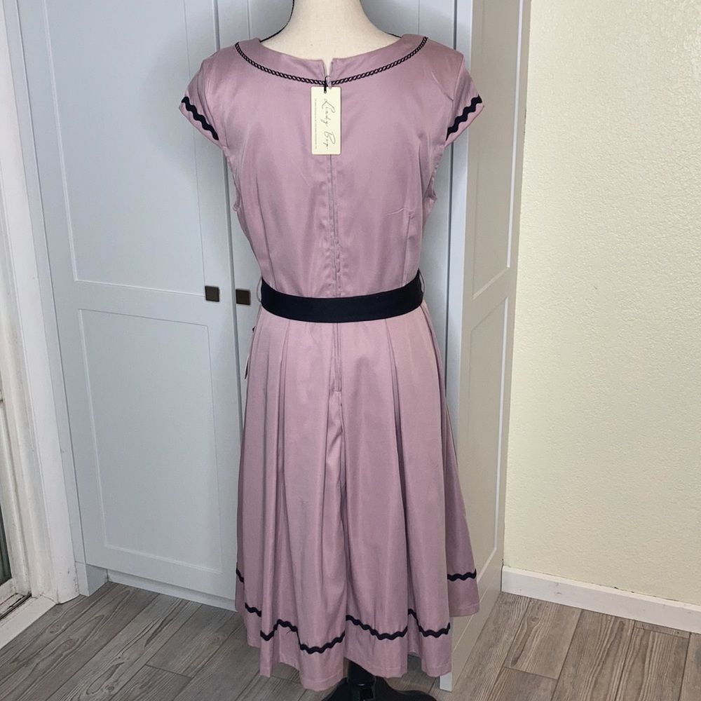 Lindy Bop Women's 10 Plum/Purple “Bethany" Dress Short Sleeve New - Picture 5 of 10